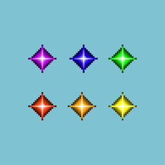 Poster - Pixel art sets of sparkle with variation color items asset. simple sparkle effect on pixelated style.8bits perfect for game asset or design asset element for your game design asset.