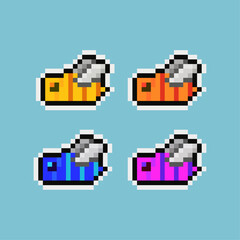 Poster - Pixel art sets of bee with variation color items asset. simple animal bee on pixelated style.8bits perfect for game asset or design asset element for your game design asset.