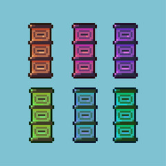 Poster - Pixel art sets of cupboard with variation color items asset. simple cupboard for interior items on pixelated style.8bits perfect for game asset or design asset element for your game design asset.