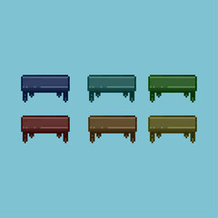 Poster - Pixel art sets of table with variation color items asset. simple table with many variation items on pixelated style.8bits perfect for game asset or design asset element for your game design asset.