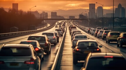 Wall Mural - Traffic jam on expressway, Automotive society.