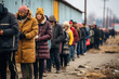 line for humanitarian aid from poor and homeless people generative ai