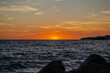 Cliffs in Petrovac na Moru, Montenegro. Sea Sunset in Petrovac, Montenegro, beautiful view.
