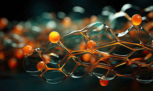Futuristic colored background with transparent abstract model.
