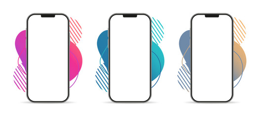 Poster - Realistic smartphone mockup. Device UI/UX mockup for presentation template. Mobile phone frame with blank display, isolated templates, phone front view. Vector illustration