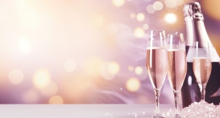 Holiday background with champagne glasses