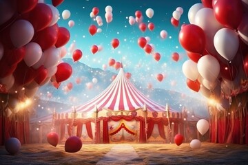 Wall Mural - Circus tent with balloons