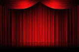 Fototapeta Morze - Red stage curtain with spotlight.