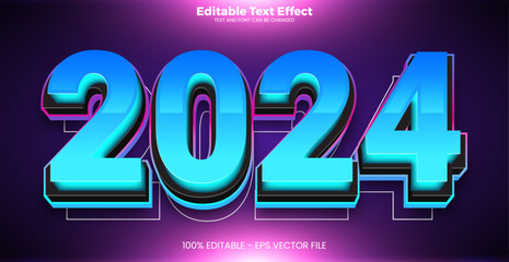 Wall Mural - 2024 New year editable text effect in modern trend style