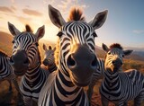 Fototapeta Konie - A group of zebras