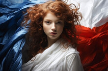 Blue, White, Red. Woman And A French Flag