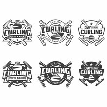 Curling Logo, Emblem Collections, Designs Templates On A Light Background