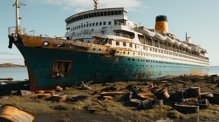 Poster - a ship on the shore