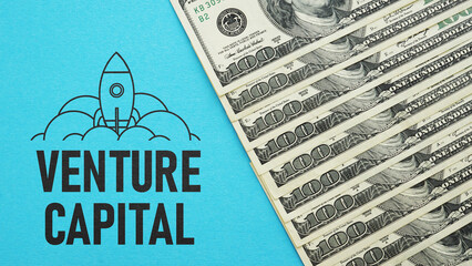 Canvas Print - Venture capital is shown using the text and photo of dollars