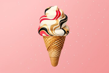 Wall Mural - delicious ice cream on pink background