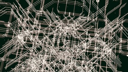 Poster - Abstract 3d stripped pattern of many crossed white lines on a black background. Animation. Beautiful changing rhombuses and figures.