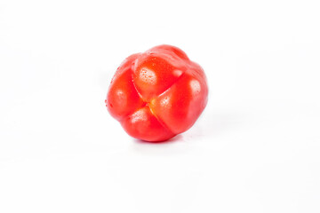 Whole ripe sweet red pepper isolated on white background. Copy space.