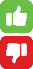 Wall Mural - vector illustration of green like button and red dislike button, thumbs up, thumbs down