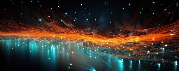 Abstract optical fiber lines, concept of network technology and data transfer