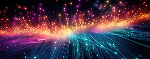Abstract optical fiber lines, concept of network technology and data transfer