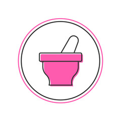 Sticker - Filled outline Mortar and pestle icon isolated on white background. Vector