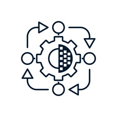 Poster - Concept of the process of digital transformation. Vector icon isolated on white background.