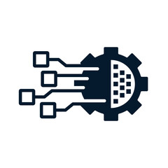 Concept of the process of digital transformation. Vector icon isolated on white background.