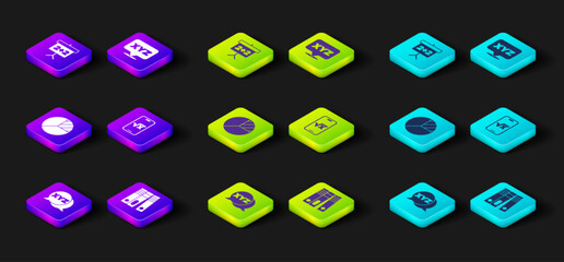 Poster - Set XYZ Coordinate system, Office folders, Pie chart infographic, Square root of x glyph, and Chalkboard icon. Vector