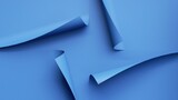 Fototapeta Do przedpokoju - 3d render, abstract blue background with sticker paper sheets, curly page corner, blank banner, modern minimalist wallpaper