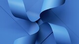 Fototapeta Przestrzenne - 3d render, abstract blue background with curly paper ribbons, modern minimalist wallpaper