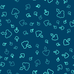 Sticker - Green line Cloud download icon isolated seamless pattern on blue background. Vector