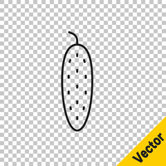 Sticker - Black line Fresh cucumber icon isolated on transparent background. Vector