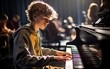 A boy playing piano
