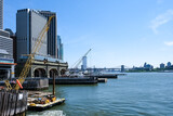 Fototapeta Londyn - View from Whitehall Terminal, a ferry terminal used by the Staten Island Ferry, which connects the island boroughs of Manhattan and Staten Island.