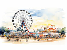 Summer Fair With Ferris Wheel