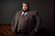 © staras - Fat chubby man with a beard in a three-piece suit on dark studio background, expensively dressed oligarch, tycoon, millionaire