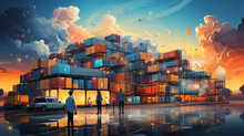 Business Manager At Crate Dock Colorful - Concept