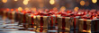 Weihnachtsgeschenke Boxen in einzigartigen Design gold und rot edel verpackt Nahaufnahme in Querformat für Banner, ai generativ