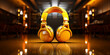 Kopfhörer in wunderbaren gelben Design Nahaufnahme, ai generativ