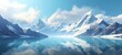 © QuietWord - beautiful ice glacier river with snowy mountain nature scenery background, Generative Ai