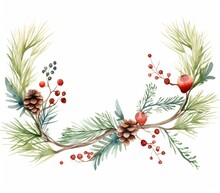 Illustration Of A Christmas Wreath With A White Background