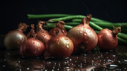 Wall Mural - Organic onions. Created with Generative AI technology.