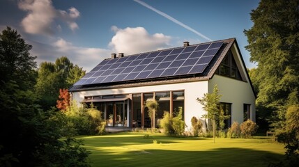 Sticker - A solar panels installed on a house in the outback. Generation AI