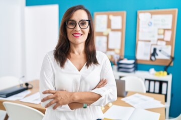 Sticker - Young beautiful hispanic woman business worker smiling confident standing with arms crossed gesture at office