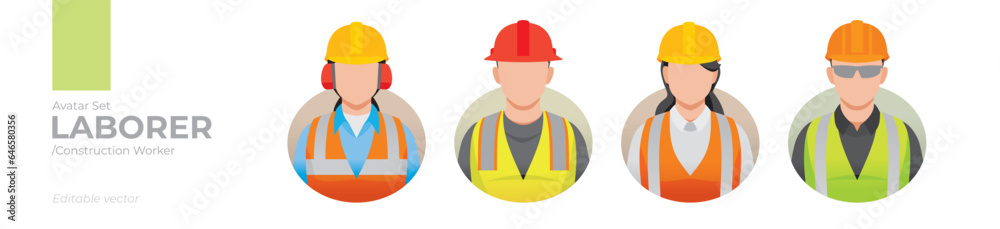 Laborer picture avatar icons. Illustration of men and women wearing ...