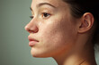 Young woman with Acne scars, Skin Care for Acne-Prone Skin , Blemish Solutions concept. Digital Ai
