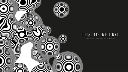 liquid retro 3d zebra metaball, with organic structure. abstract vector black and white background. 