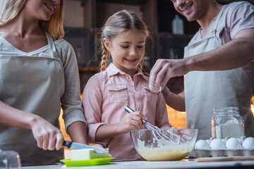 Wall Mural - Young family baking