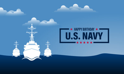 Wall Mural - Happy  Birthday US Navy October 13 background Vector Illustration 