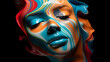 Abstract colorful face, 3d render
